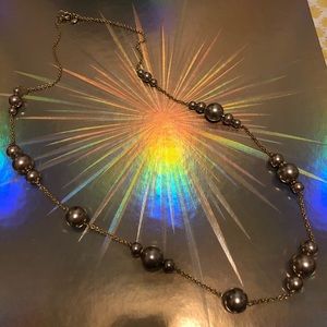 J. Crew Long Gold and Purple Pearl Necklace